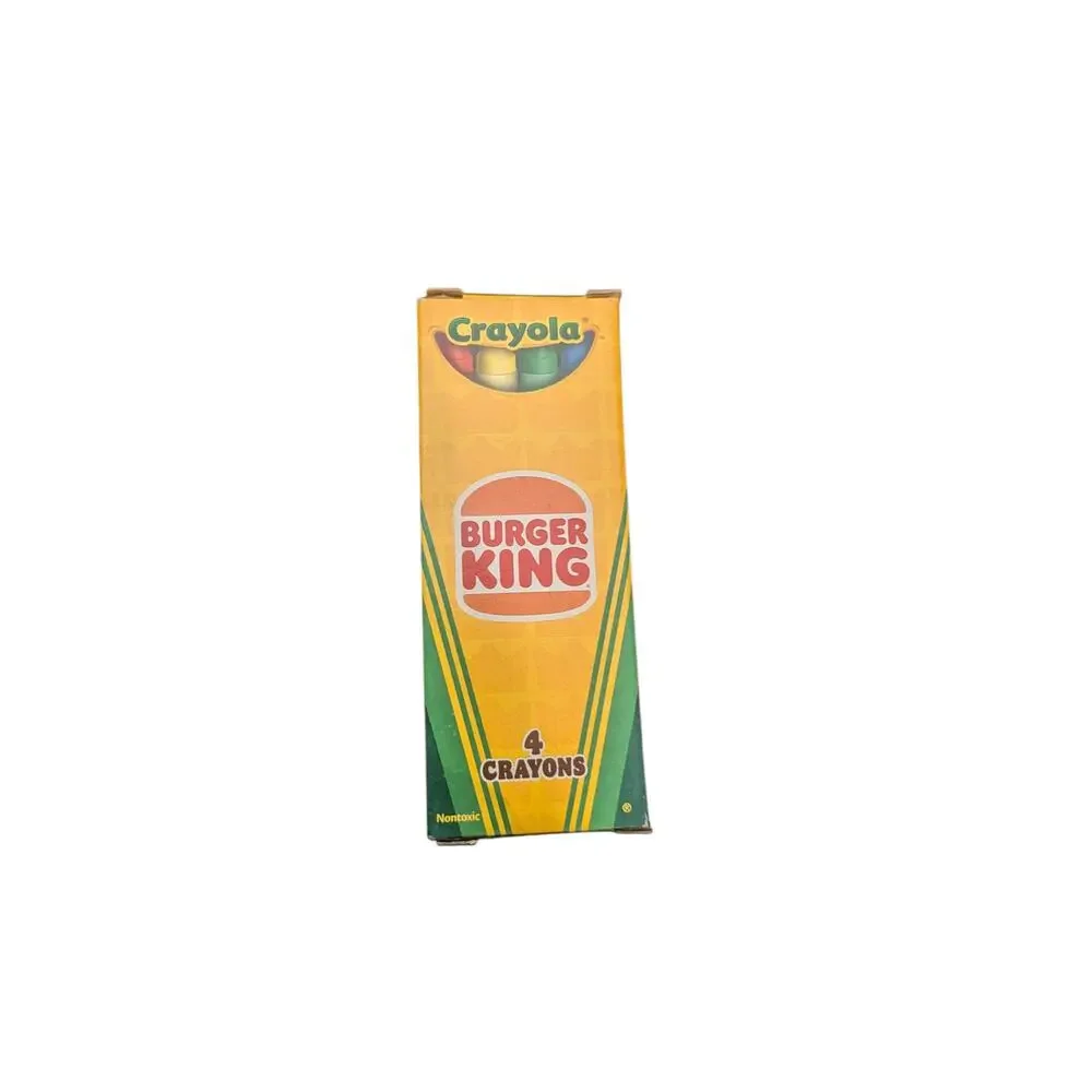 Brand New Sealed Crayola Burger King 4 Crayons Box Pack Multicolor Green Yellow